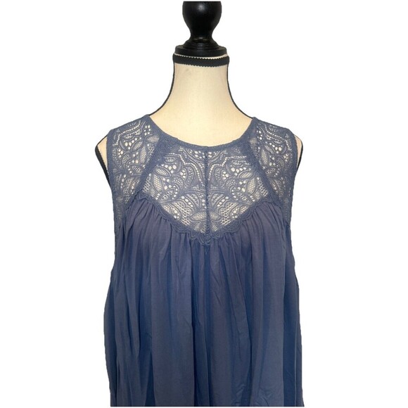 Allie Rose BLUE Lace Babydoll Flowy Rayon Blend Sleeveless Tank Top Sz M NEW - Picture 2 of 9